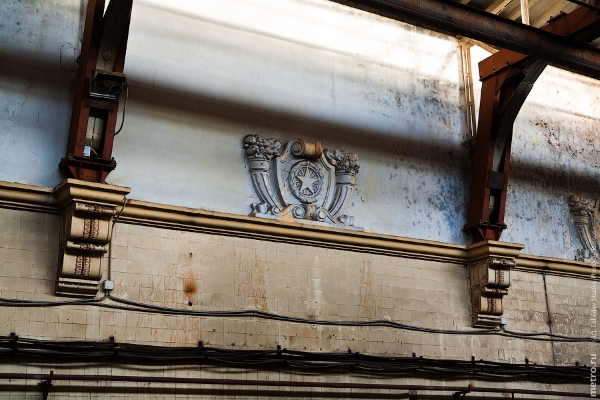Soviet stucco molding in the metro train yard