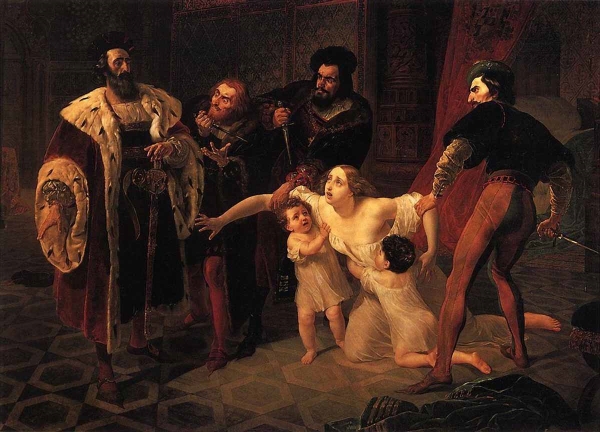 К. Брюллов. Смерть Инессы де Кастро, 1834 г.