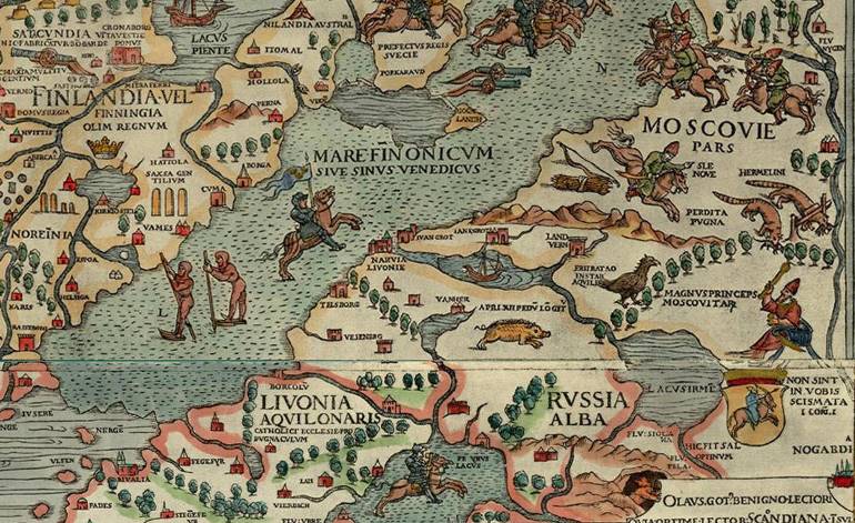   (Russia Alba)    (Lacus Irmen).   Carta Marina, 1539. : wikipedia.org